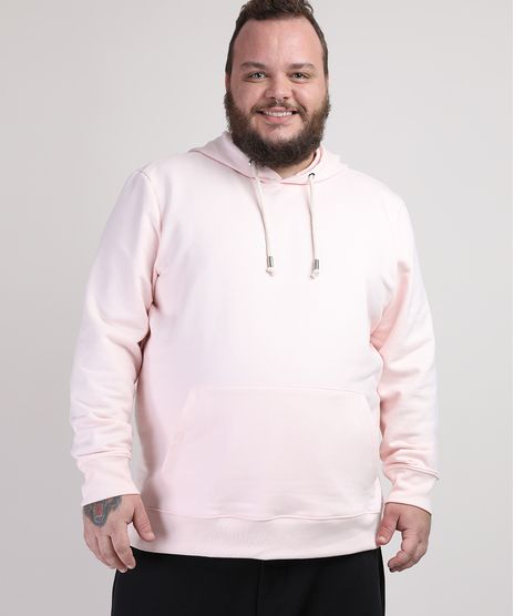 Blusao-de-Moletom-Masculino-Plus-Size-com-Capuz-e-Bolso-Rosa-Claro-9953221-Rosa_Claro_1