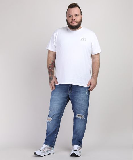 calça destroyed plus size