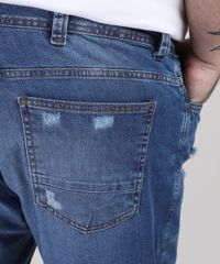 Calca-Jeans-Masculina-Plus-Size-Slim-Destroyed-Azul-Medio-9951375-Azul_Medio_4