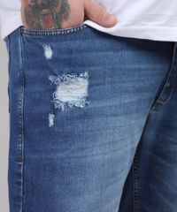 Calca-Jeans-Masculina-Plus-Size-Slim-Destroyed-Azul-Medio-9951375-Azul_Medio_5