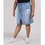 Saia-Jeans-Feminina-Plus-Size-com-Fenda-e-Faixa-para-Amarrar-Azul-Claro-9952782-Azul_Claro_1