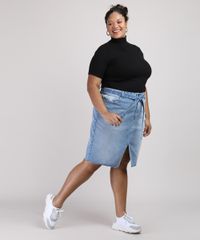 Saia-Jeans-Feminina-Plus-Size-com-Fenda-e-Faixa-para-Amarrar-Azul-Claro-9952782-Azul_Claro_3