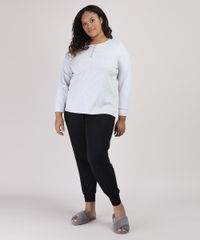 Pijama-Feminino-Plus-Size-Canelado-com-Botoes-Manga-Longa-Preto-9953335-Preto_1