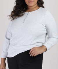 Pijama-Feminino-Plus-Size-Canelado-com-Botoes-Manga-Longa-Preto-9953335-Preto_3