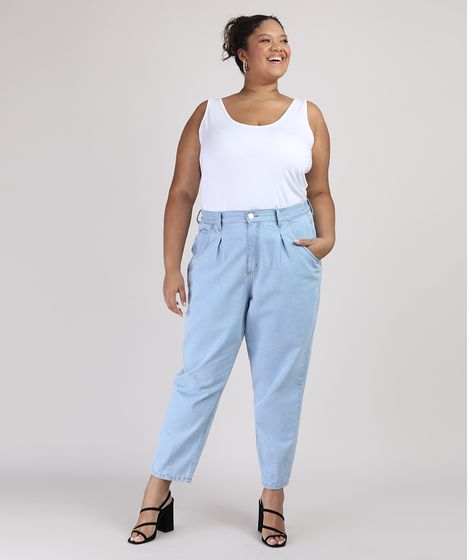 calça jeans clara plus size