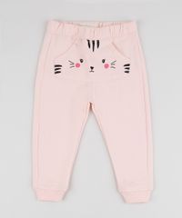 Calca-de-Fleece-Infantil-Estampada-Gatinha-com-Bolsos-Rosa-Claro-9794854-Rosa_Claro_1