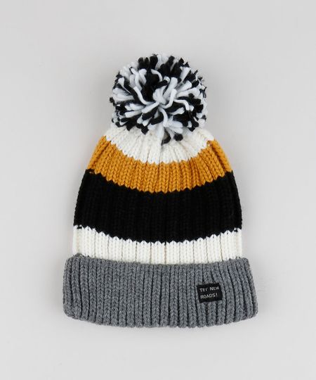 Gorro-de-Trico-Infantil-Listrado-com-Pompom-Caramelo-9785361-Caramelo_1 Gorro-de-Trico-Infantil-Listrado-com-Pompom-Caramelo-9785361-Caramelo_1