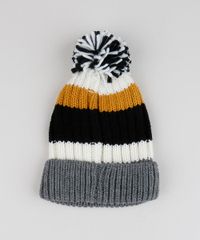 Gorro-de-Trico-Infantil-Listrado-com-Pompom-Caramelo-9785361-Caramelo_2