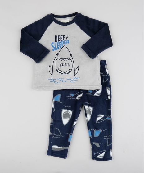 Pijama-de-Fleece-Infantil-Tubarao-Manga-Longa-Azul-Marinho-9769038-Azul_Marinho_1