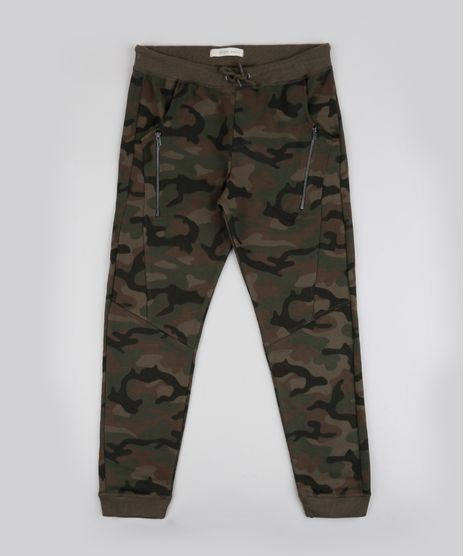 Calca-de-Moletom-Juvenil-Estampada-Camuflada-com-Bolsos-Verde-Militar-9799890-Verde_Militar_1