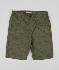 Bermuda-de-Sarja-Infantil-Estampada-de-Dinossauros-com-Bolsos-Verde-Militar-9944378-Verde_Militar_1
