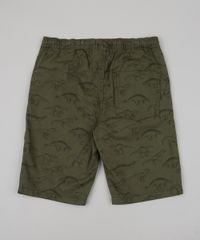 Bermuda-de-Sarja-Infantil-Estampada-de-Dinossauros-com-Bolsos-Verde-Militar-9944378-Verde_Militar_2