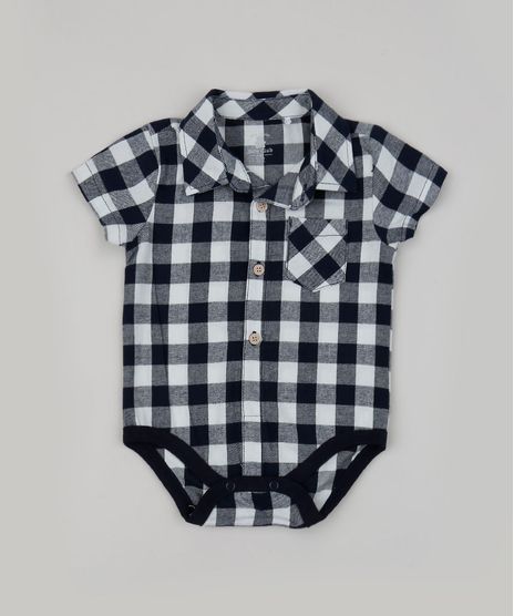 Body-Camisa-de-Flanela-Infantil-Estampado-Xadrez-Manga-Curta-Preto-9842882-Preto_1