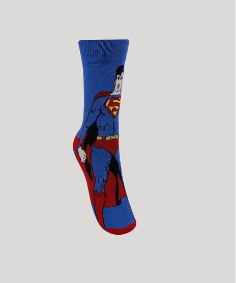 Meia-Masculina-Cano-Alto-Divertida-Super-Homem--Azul-9944805-Azul_1