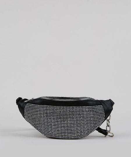 Pochete-Feminina-com-Strass-e-Ziper-Preta-9913769-Preto_1