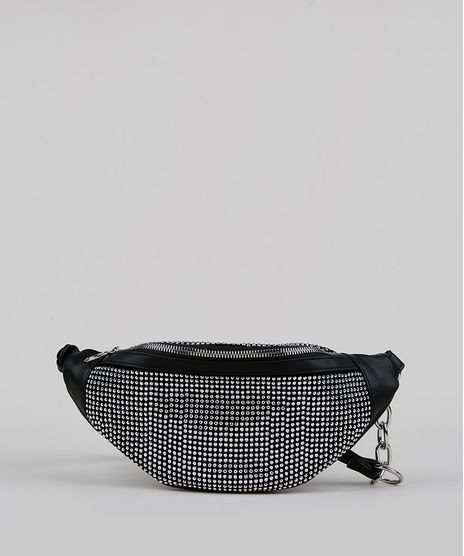 Pochete-Feminina-com-Strass-e-Ziper-Preta-9913769-Preto_1