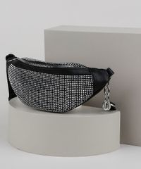 Pochete-Feminina-com-Strass-e-Ziper-Preta-9913769-Preto_2
