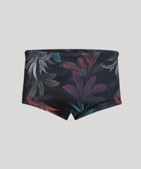 Sunga-Masculina-Slim-Estampa-de-Folhagens-Preta-9896866-Preto_1
