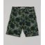 Bermuda-de-Sarja-Infantil-Estampada-de-Folhagem-com-Bolsos-Verde-Militar-9944380-Verde_Militar_1