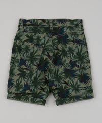 Bermuda-de-Sarja-Infantil-Estampada-de-Folhagem-com-Bolsos-Verde-Militar-9944380-Verde_Militar_2