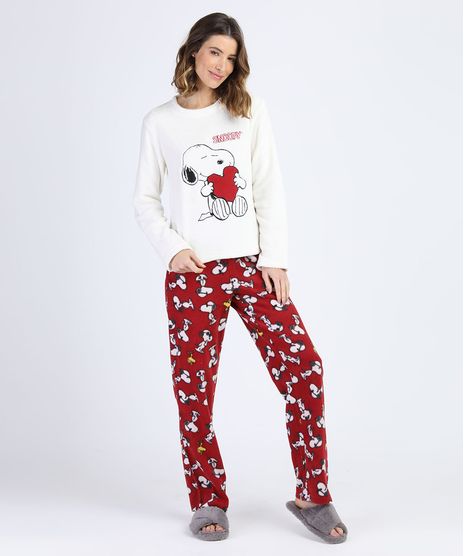 Pijama-de-Plush-Feminino-com-Fleece-Snoopy-Manga-Longa-Off-White-9836384-Off_White_1