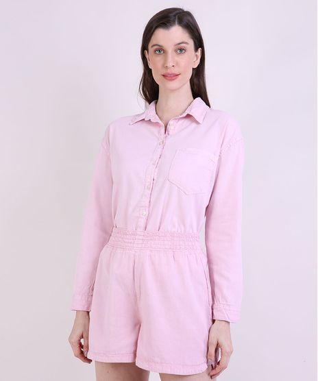 Camisa-Feminina-Mindset-Pijama-com-Bolso-Manga-Longa-Rosa-Claro-9953968-Rosa_Claro_1