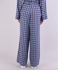 Calca-de-Pijama-Feminina-Mindset-Estampada-Xadrez-com-Bolsos-Azul-9953714-Azul_2