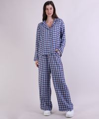 Calca-de-Pijama-Feminina-Mindset-Estampada-Xadrez-com-Bolsos-Azul-9953714-Azul_3