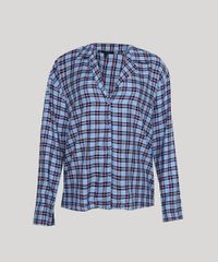 Camisa-de-Pijama-Feminina-Mindset-Estampada-Xadrez-Manga-Longa-Azul-9953712-Azul_5