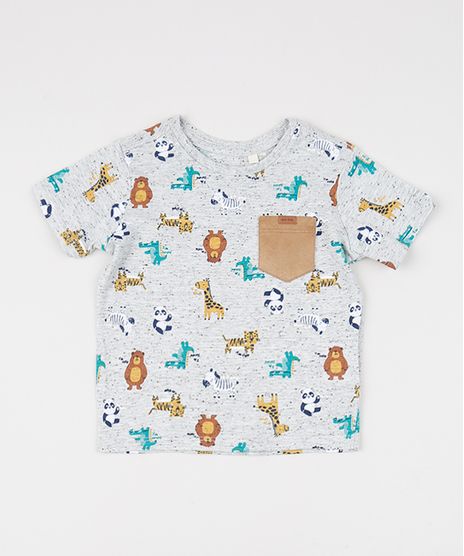Camiseta-Infantil-Estampada-de-Bichos-Manga-Curta-Gola-Careca-Cinza-Mescla-9945033-Cinza_Mescla_1