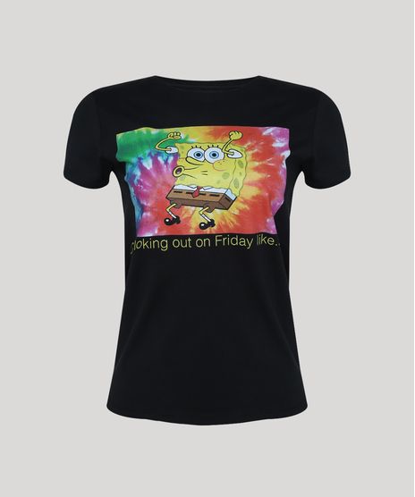 Blusa-Feminina-Bob-Esponja-Manga-Curta-Decote-Redondo-Preta-9953766-Preto_1