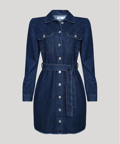 Chemise-Jeans-Feminino-Com-Bolsos-Manga-Longa-Azul-Escuro-9951807-Azul_Escuro_1