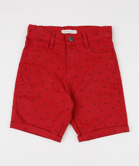 Bermuda-de-Sarja-Infantil-Estampada-de-Bicicletas-com-Bolsos-Vermelha-9945497-Vermelho_1