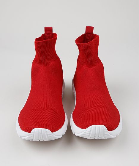 tenis masculino vermelho cano alto