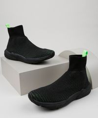 Tenis-Meia-Masculino-Oneself-Cano-Alto-Knit-com-Detalhe-Neon-Preto-9952082-Preto_1
