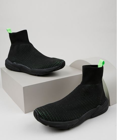 Tenis-Meia-Masculino-Oneself-Cano-Alto-Knit-com-Detalhe-Neon-Preto-9952082-Preto_1