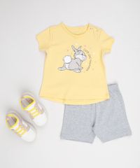 Conjunto-Infantil-Tambor-Bambi-de-Blusa-Manga-Curta-Amarela---Short-em-Moletom-Cinza-Mescla-9951742-Cinza_Mescla_3