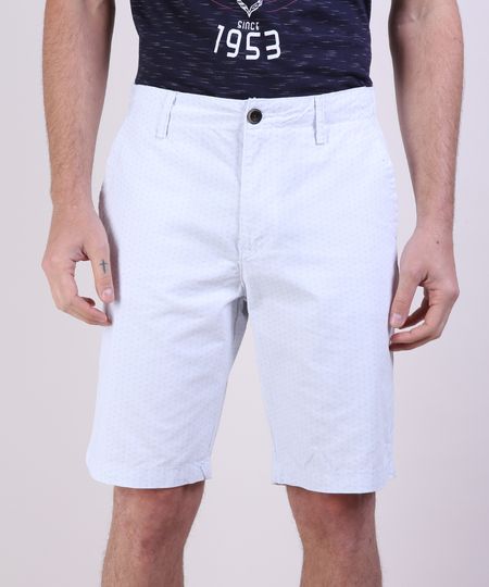Bermuda-de-Sarja-Masculina-Reta-Estampada-de-Folhagem-com-Bolsos-Off-White-9948036-Off_White_1