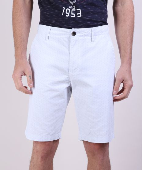 Bermuda-de-Sarja-Masculina-Reta-Estampada-de-Folhagem-com-Bolsos-Off-White-9948036-Off_White_1