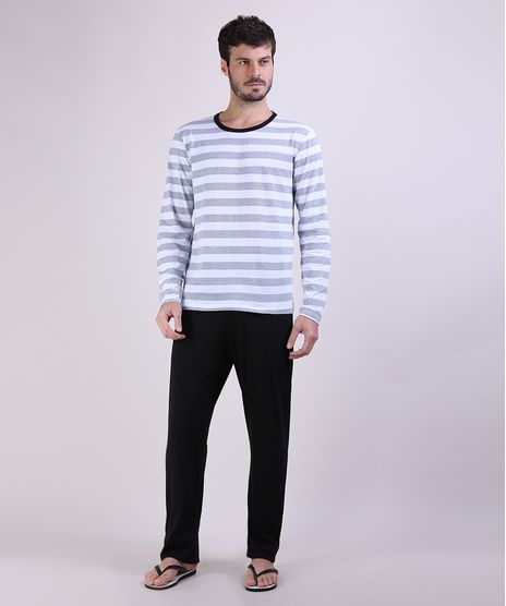 Pijama-Masculino-Camiseta-Estampada-Listrada-Manga-Longa-Gola-Careca-Cinza-Mescla-9953842-Cinza_Mescla_1