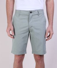 Bermuda-de-Sarja-Masculina-Reta-Estampada-Quadriculada-com-Bolsos-Verde-Claro-9948031-Verde_Claro_1
