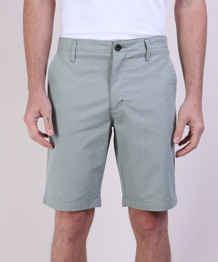 Bermuda-de-Sarja-Masculina-Reta-Estampada-Quadriculada-com-Bolsos-Verde-Claro-9948031-Verde_Claro_1