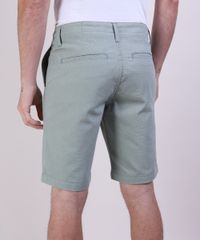 Bermuda-de-Sarja-Masculina-Reta-Estampada-Quadriculada-com-Bolsos-Verde-Claro-9948031-Verde_Claro_2