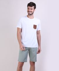 Bermuda-de-Sarja-Masculina-Reta-Estampada-Quadriculada-com-Bolsos-Verde-Claro-9948031-Verde_Claro_3