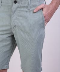 Bermuda-de-Sarja-Masculina-Reta-Estampada-Quadriculada-com-Bolsos-Verde-Claro-9948031-Verde_Claro_4