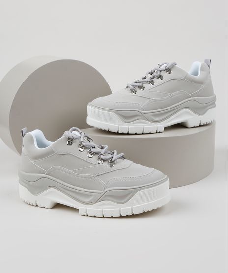 Tenis-Chunky-Feminino-Oneself-com-Recortes-Cinza-Claro-9949544-Cinza_Claro_1