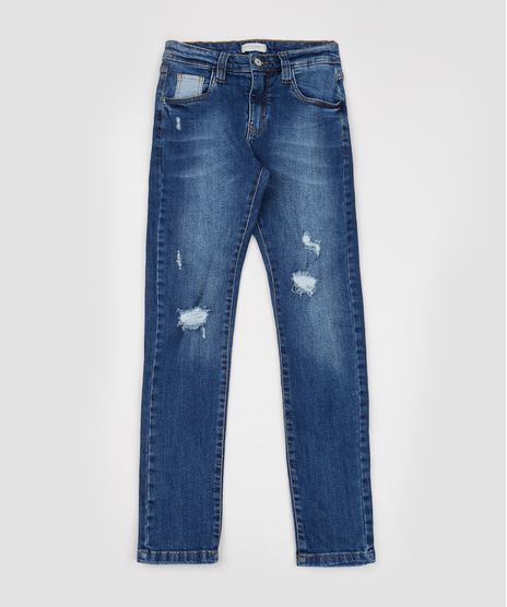 Calca-Jeans-Juvenil-Slim-Destroyed-com-Bolsos-Azul-Medio-9944394-Azul_Medio_1