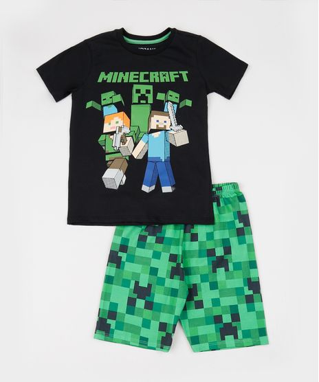 Pijama-Infantil-Minecraft-Manga-Curta-Gola-Careca-Preto-9942703-Preto_1