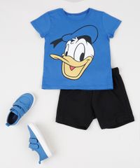 Conjunto-Infantil-de-Camiseta-Donald-Manga-Curta-Azul---Bermuda-em-Moletom-Preto-9942605-Preto_3