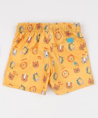 Bermuda-de-Surf-Infantil-Reta-Estampada-Bichos-com-Cordao-Amarela-9945772-Amarelo_2